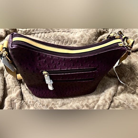 Giani Bernini Handbags - Giani Bernini Dark Purple Ostrich Embossed Hobo Handbag